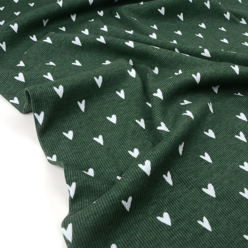 Hearts Organic Ribbed Knit, Forest Green