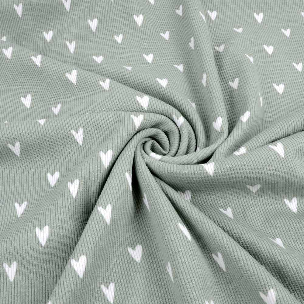 Hearts Organic Ribbed Knit, Sage