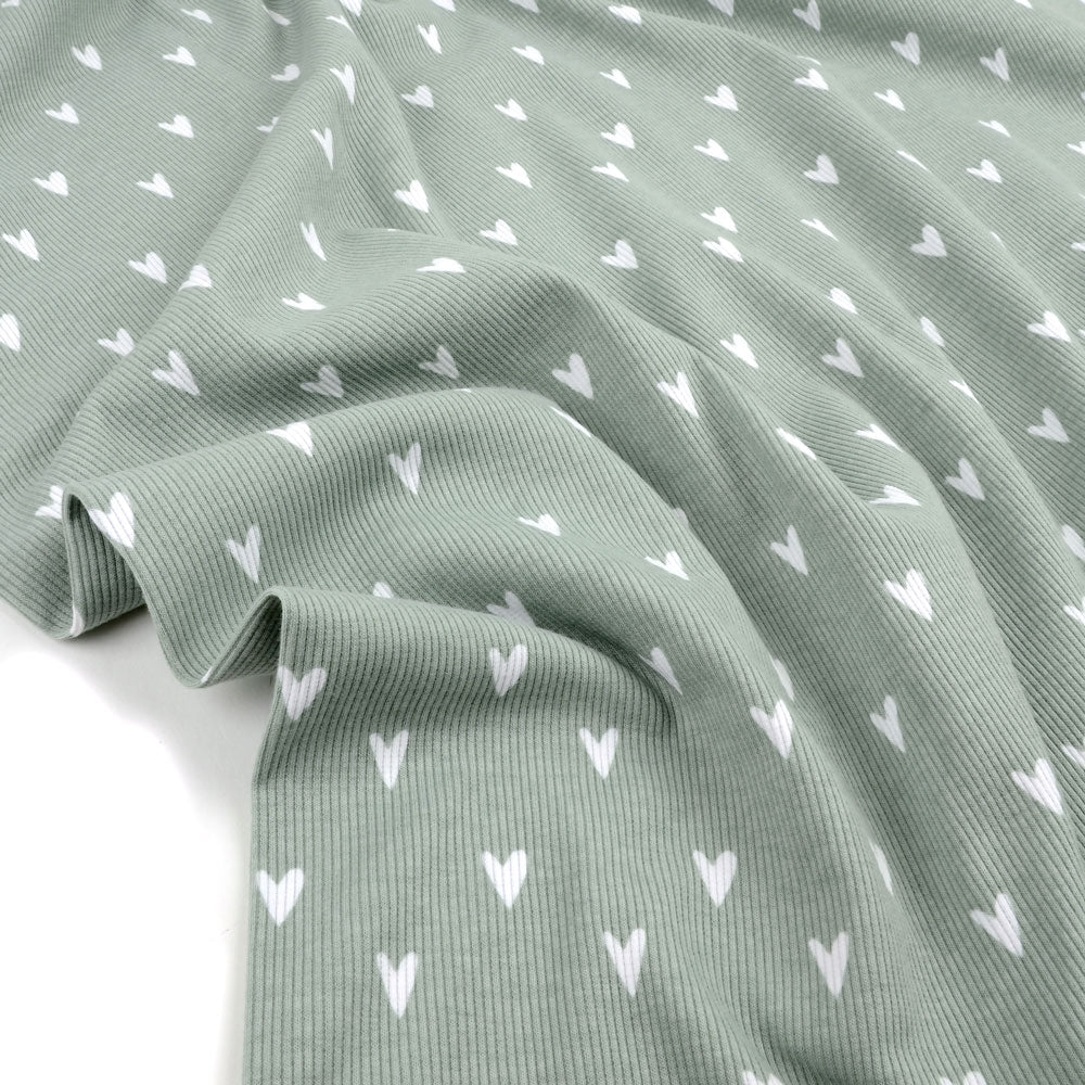 Hearts Organic Ribbed Knit, Sage