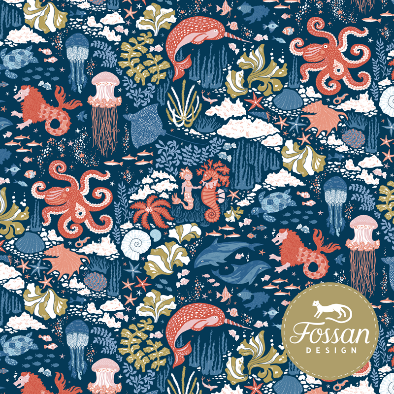 Magic Sea Sport Lycra, Blue-Coral