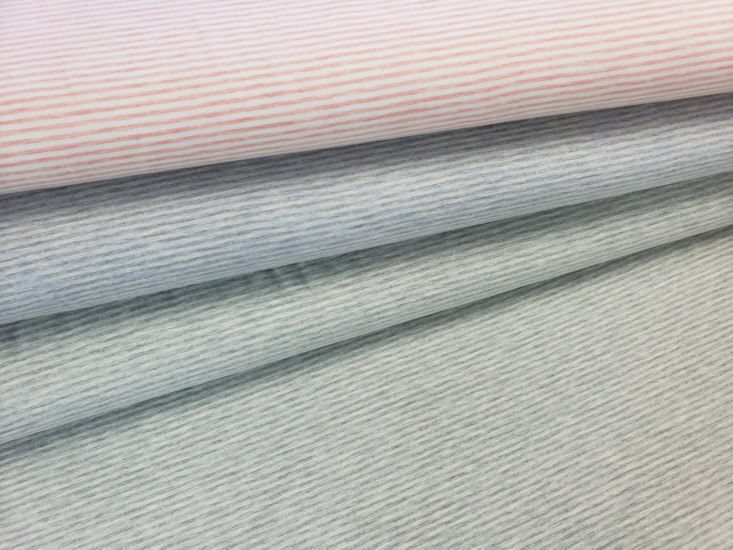 2.6 mm Melange Mini Stripes Jersey, Light Green & Gray