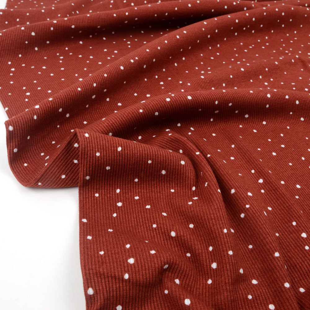 Mini Spots Organic Ribbed Knit, Terra
