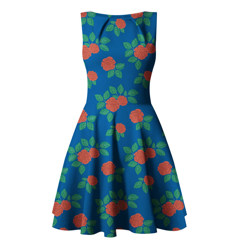 Roses Organic Jersey, Blue