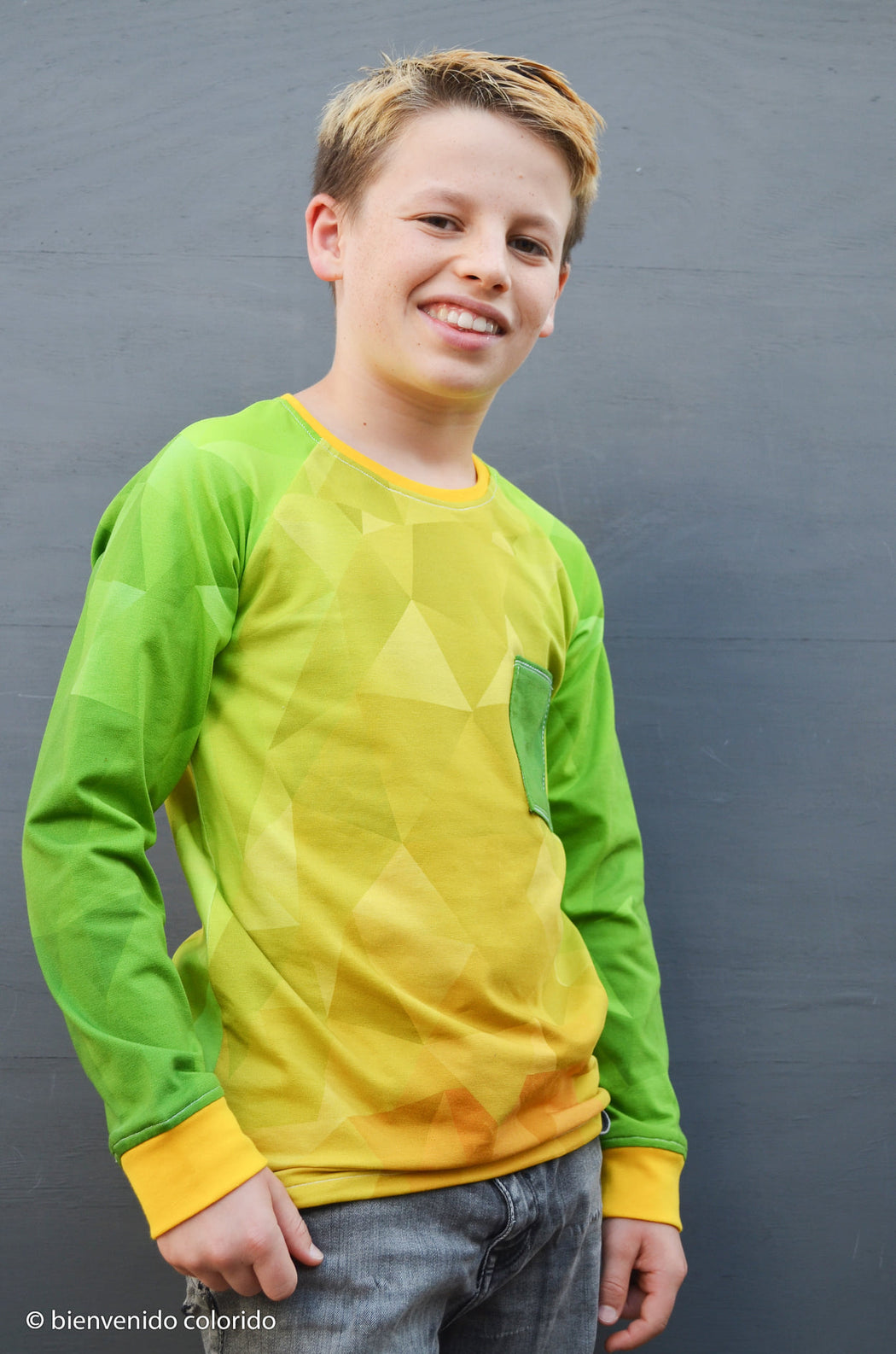 Polygon Gradient Jersey RAPPORT, Green-Yellow