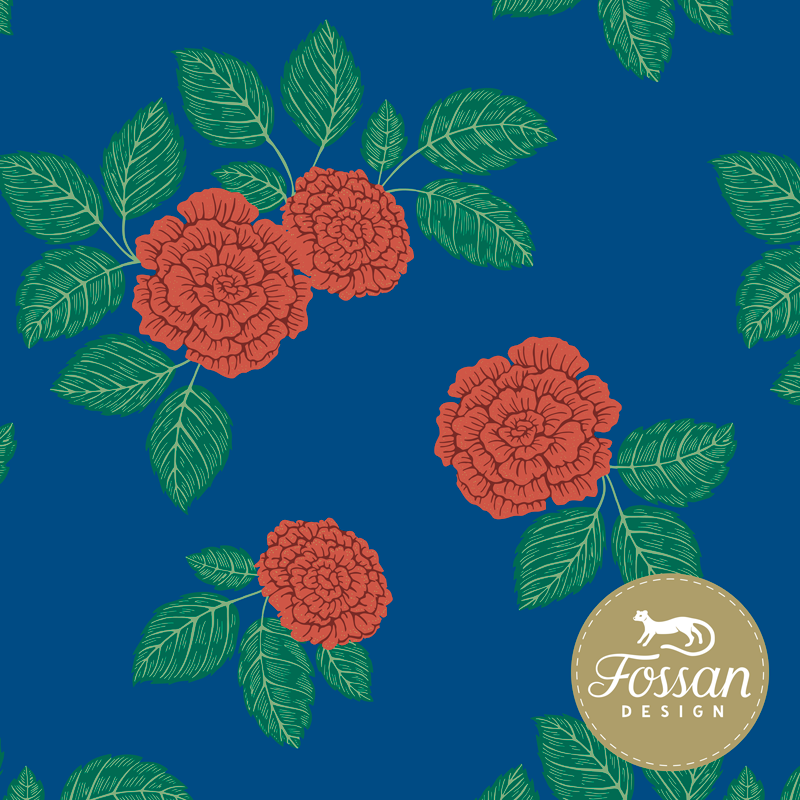 Roses Organic Jersey, Blue