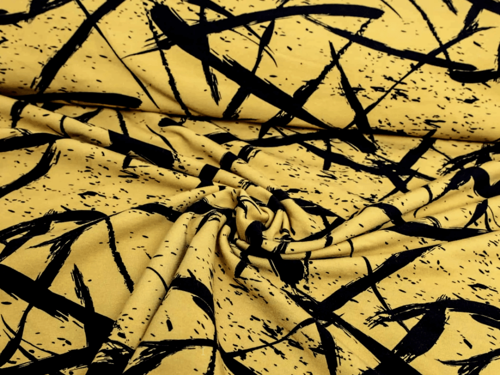 Squiggle Organic Stretch French Terry, Mustard