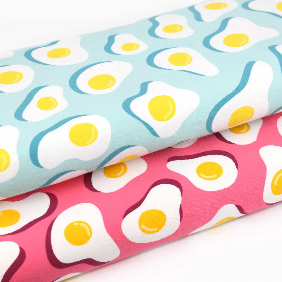 Sunny Side Up *Reverse Print* Stretch French Terry, Light Blue