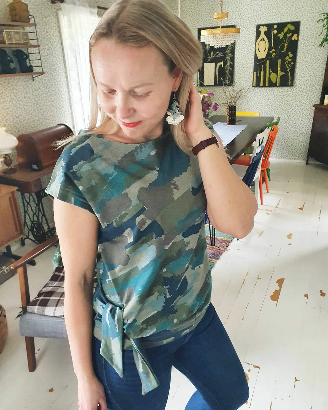 Camo Stripes Jersey, Petrol-Khaki