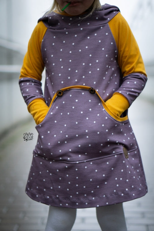 Sweetheart Dots Stretch French Terry, Violet