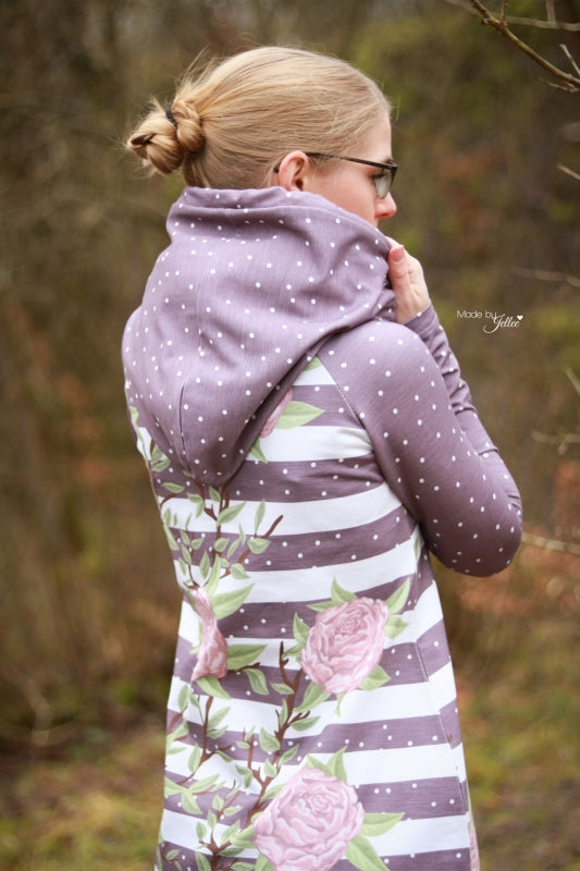 Sweetheart Dots Stretch French Terry, Violet