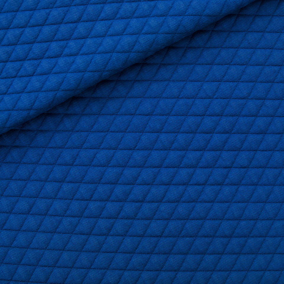 Quilted Piqué Knit, Surf The Web Blue