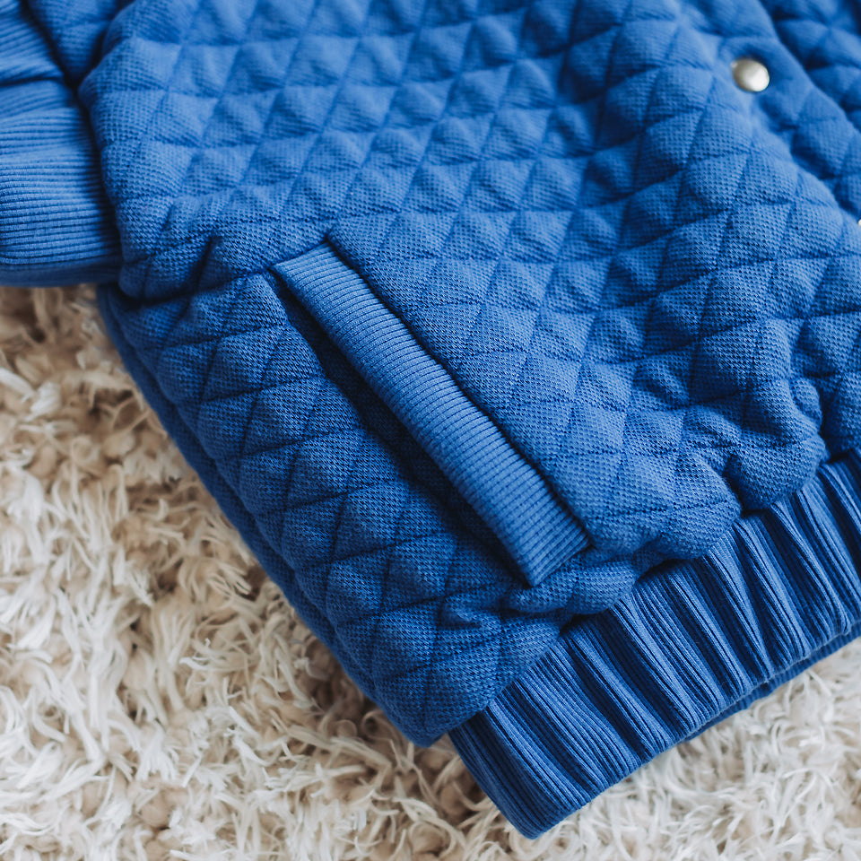 Quilted Piqué Knit, Surf The Web Blue
