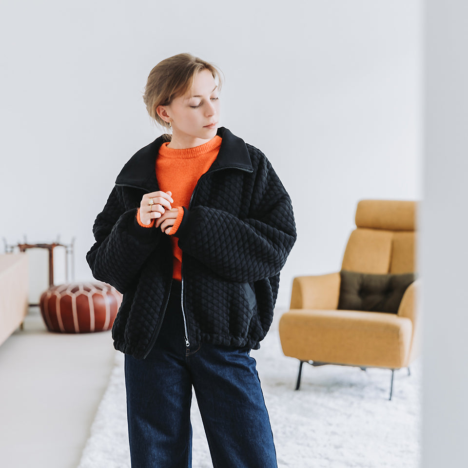 Quilted Piqué Knit, Black