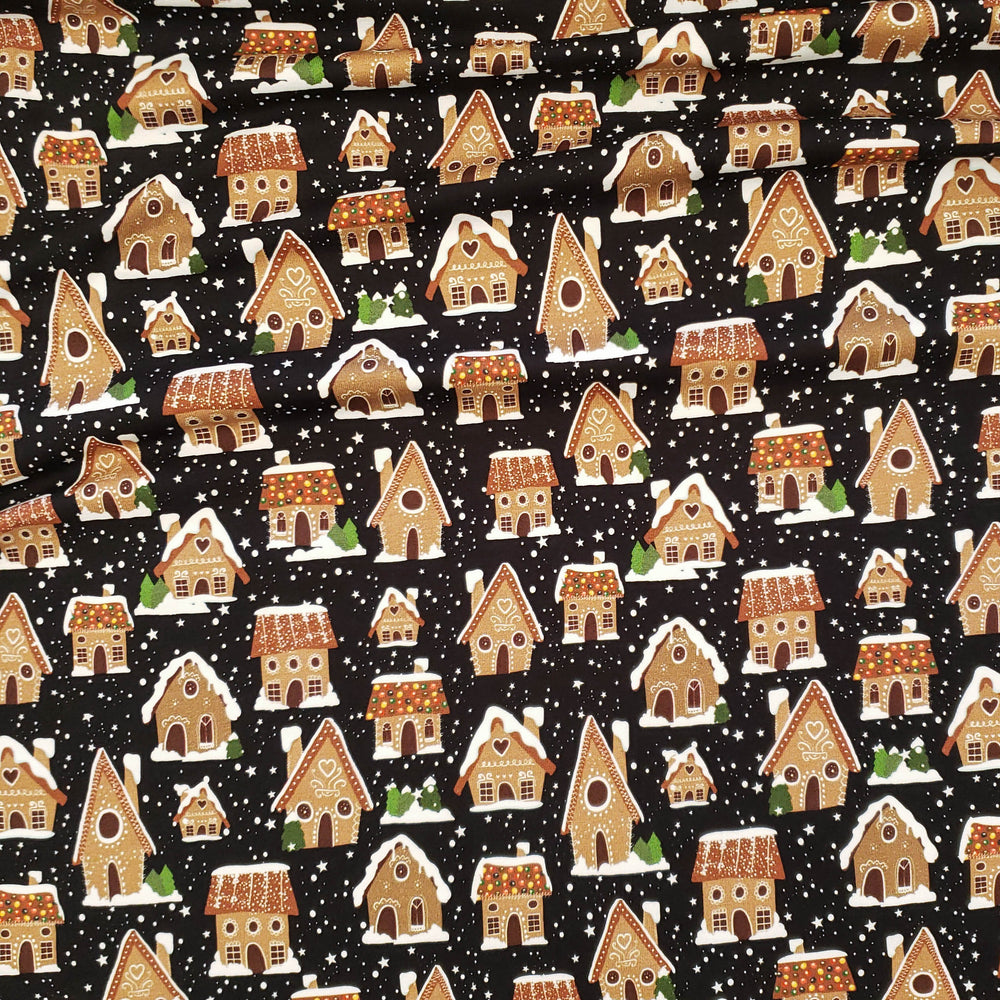 Gingerbread Houses Black Organic Jersey