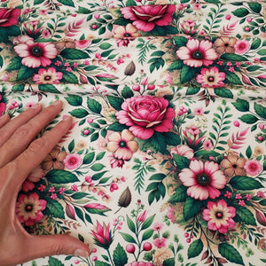 Romantic Flowers Pink Organic Jersey