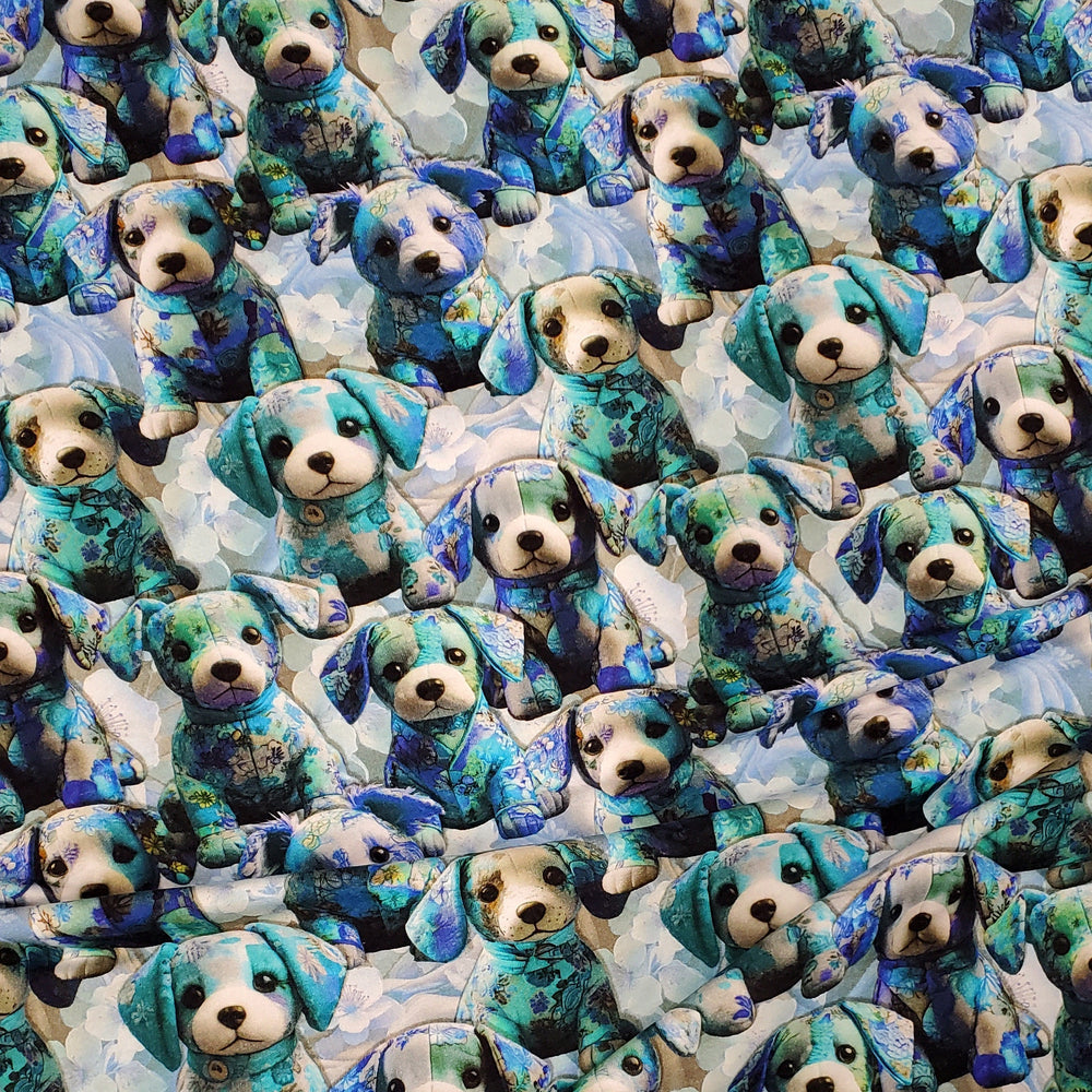 Pretty Puppies Blue Brushed French Terry