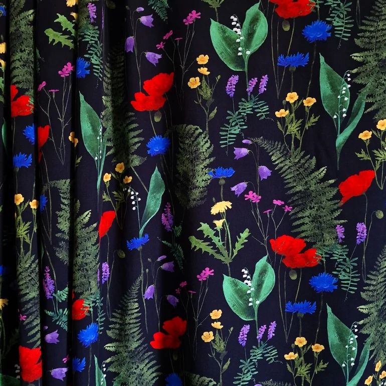 Wildflowers Woven Viscose, Black