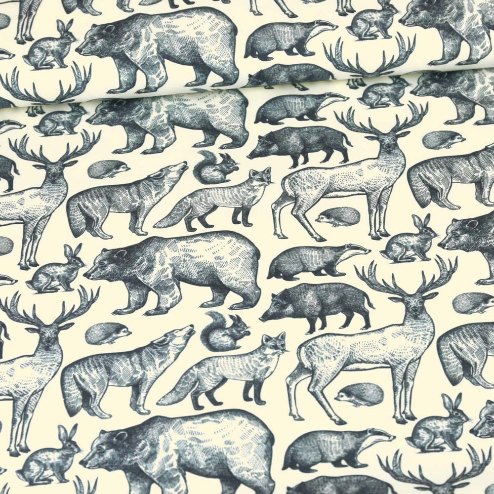 Abby&Me Forest Animals Ecru Organic French Terry