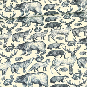 Abby&Me Forest Animals Ecru Organic French Terry