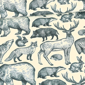 Abby&Me Forest Animals Ecru Organic French Terry