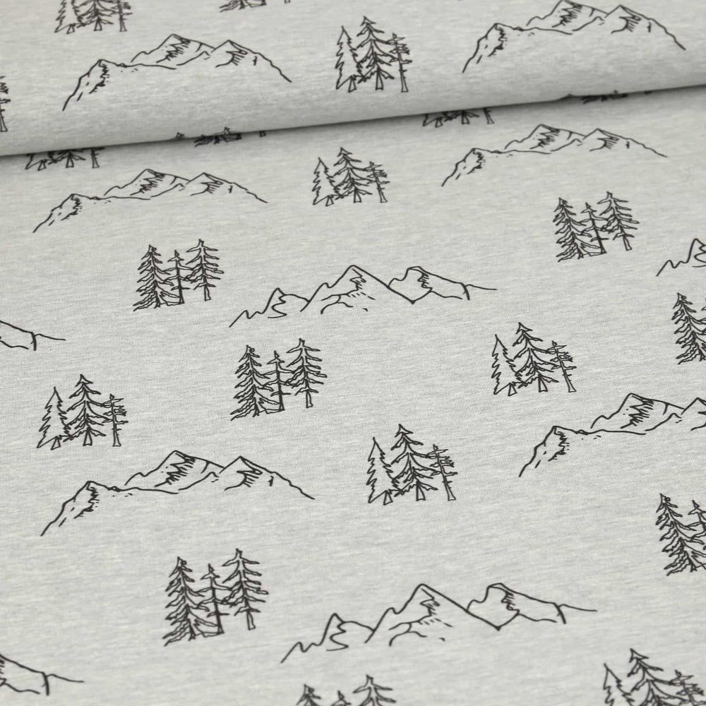 Abby&Me Mountain Forests French Terry, Melange Gray