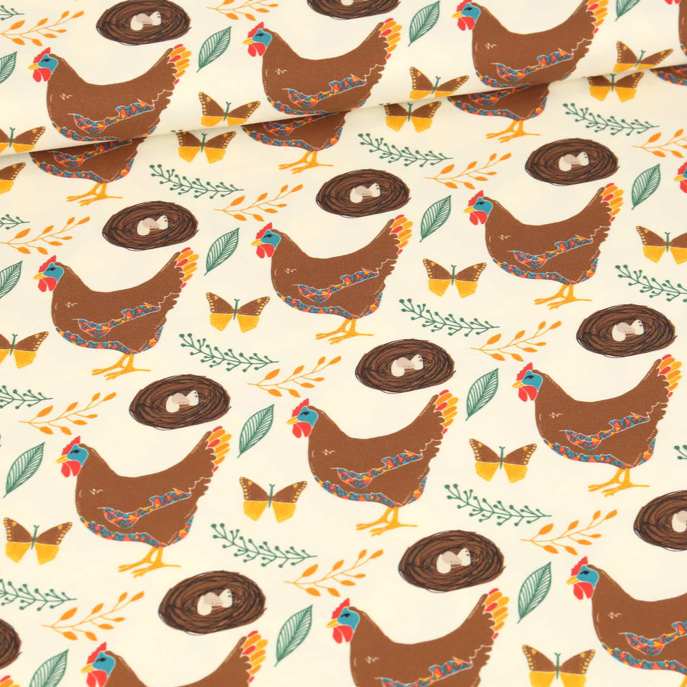 Abby&Me Vintage Chickens Organic Jersey
