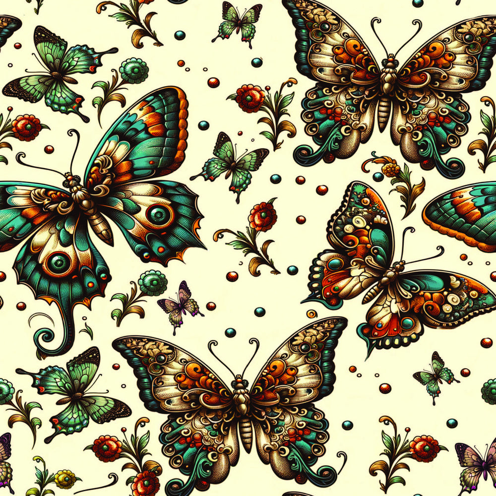 Butterfly Fever Beige Organic Jersey