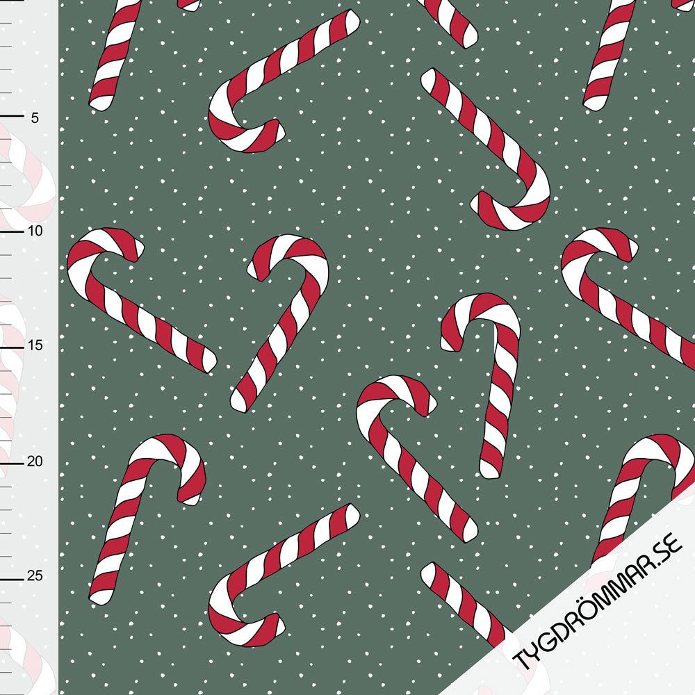 Candy Canes Forest Green Organic Jersey