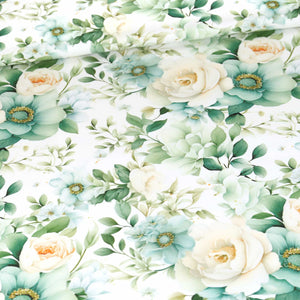 Floral Scent Cream Flowers Organic French Terry, White