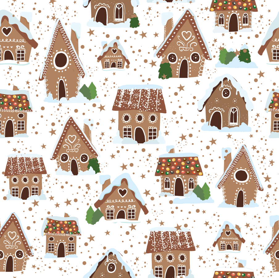 Gingerbread Houses White Organic Jersey