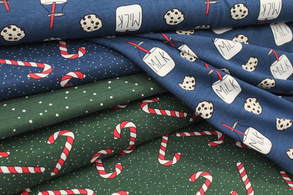 Candy Canes Dark Blue Organic Jersey
