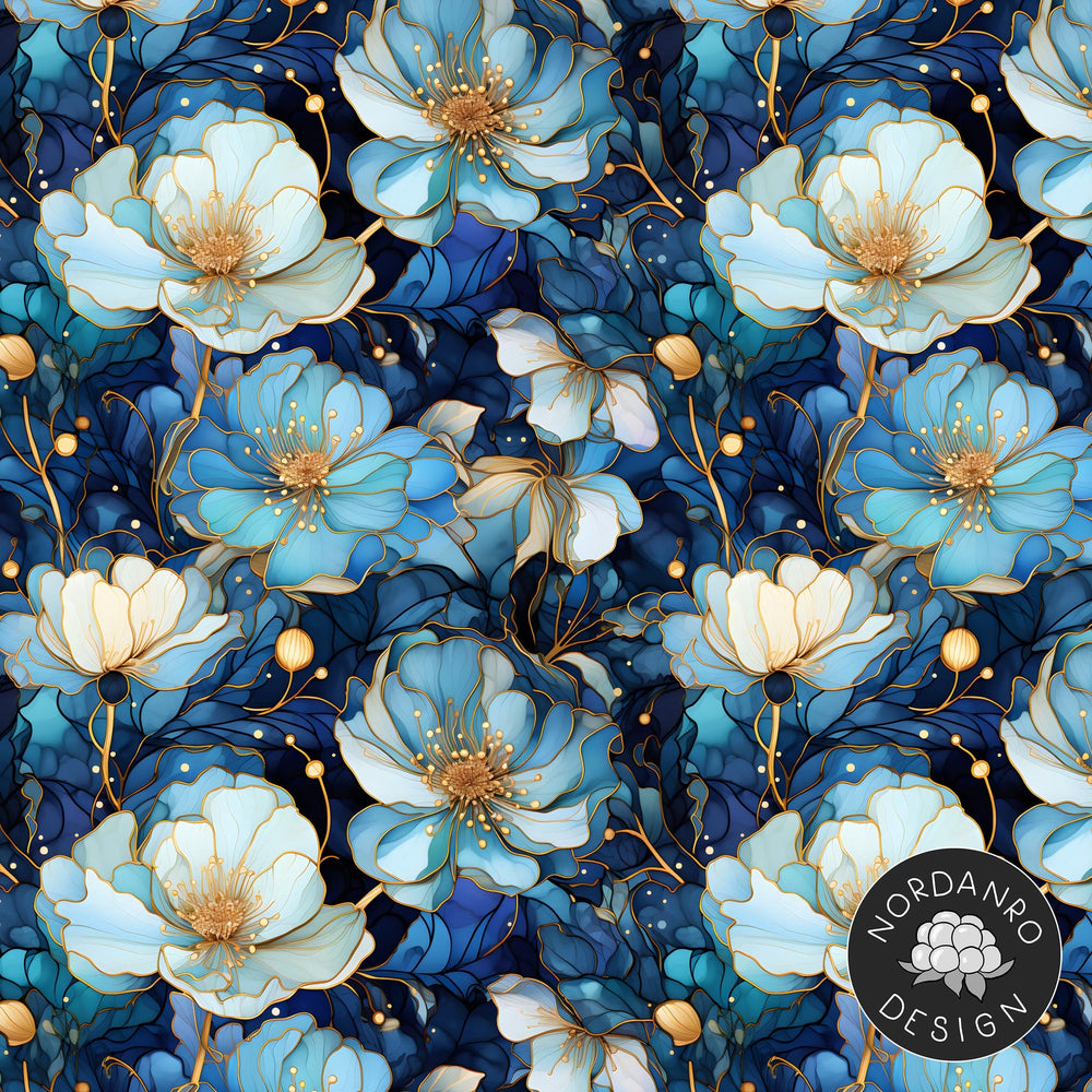 Ink Flowers Blue Organic Jersey