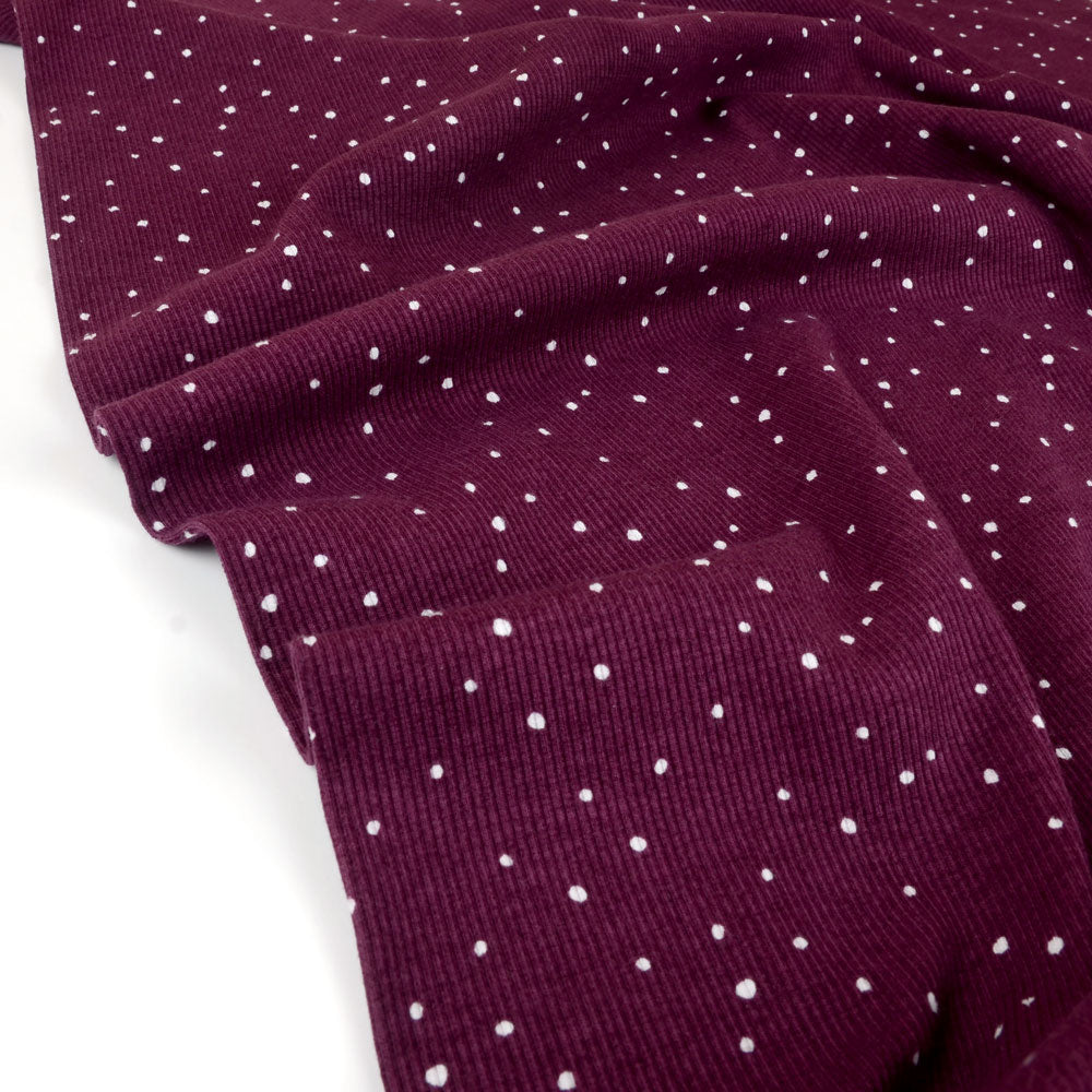 Mini Spots Organic Ribbed Knit, Eggplant