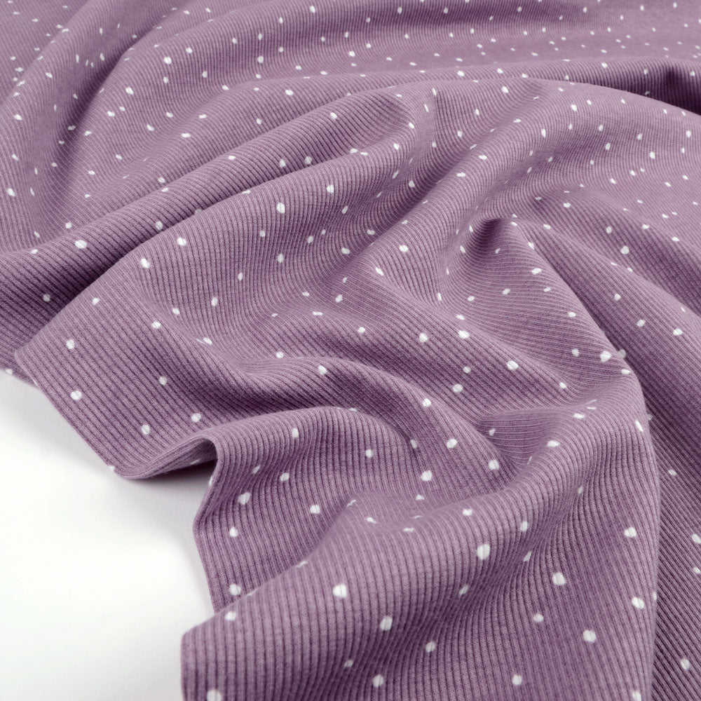 
            
                Load image into Gallery viewer, Mini Spots Organic Ribbed Knit, Dusty Lilac
            
        