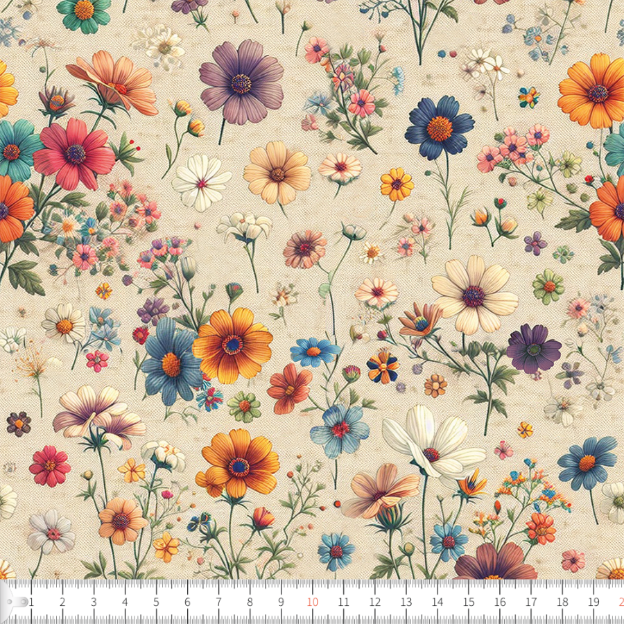 Wild Flowers Linenlook Organic Jersey