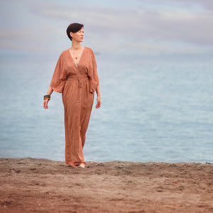 Flecks Woven Viscose, Amber Brown