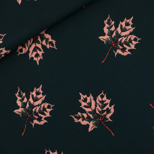 Maple Leaves Stretch French Terry, Forest River