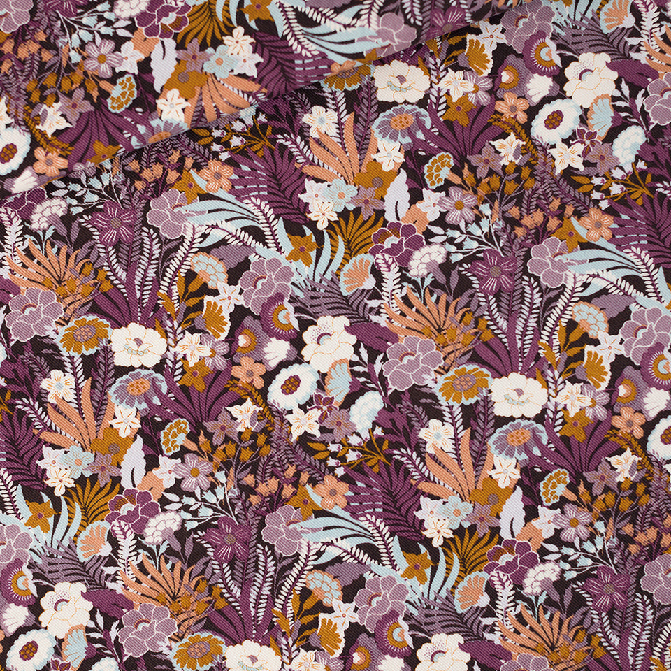 Flower Wealth Cotton Canvas Twill, Nocturne Purple