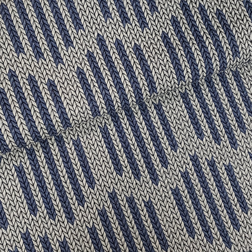 "Check Point" Checklist Big Knit Organic Jacquard, Blue-Gray by Albstoffe