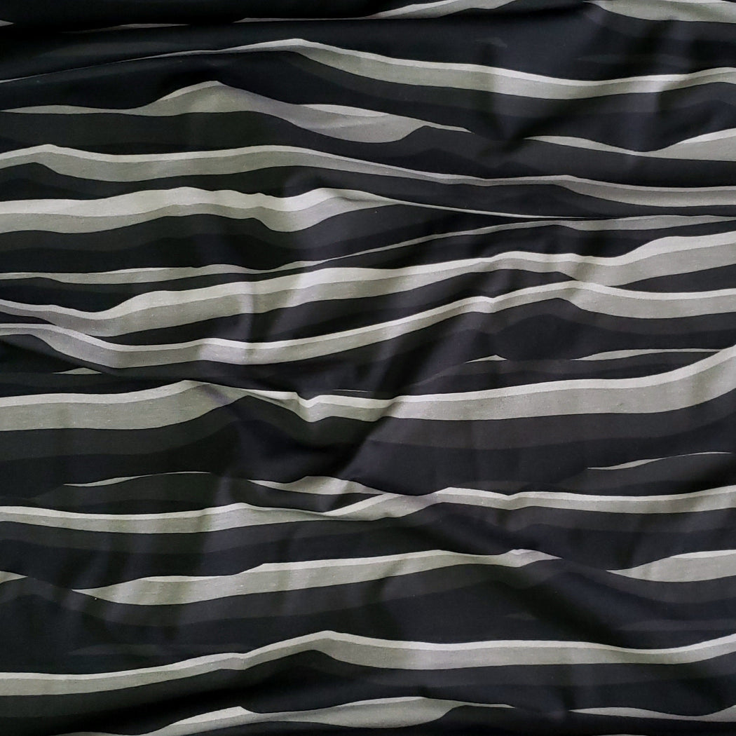 Wavy Stripes Jersey, Black Tonal by Swafing
