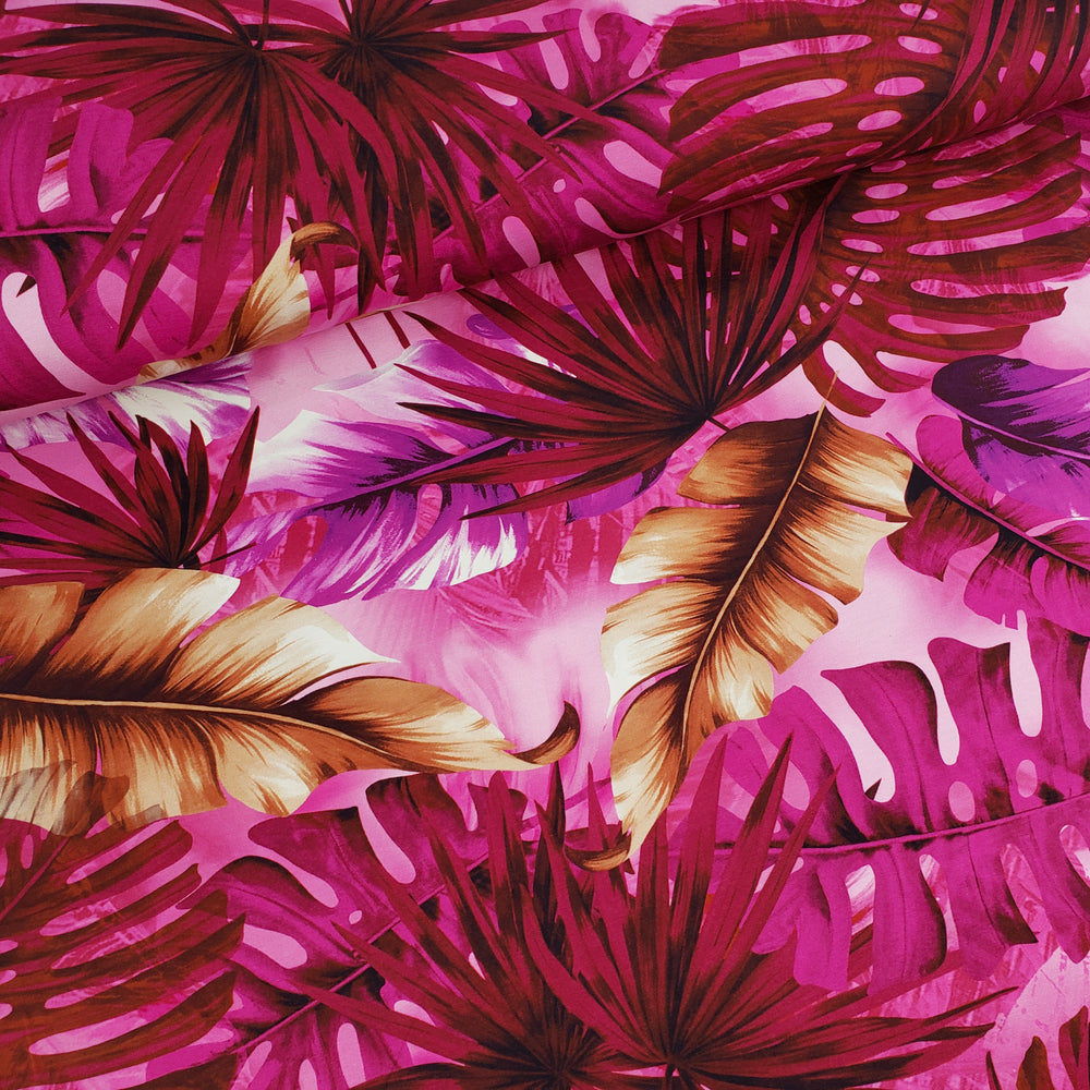 Large Tropical Foliage Jersey, Pink