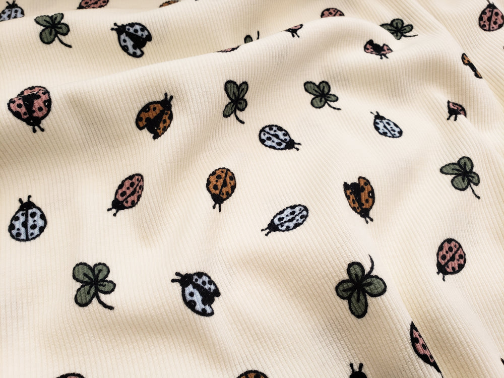 Ladybugs Organic Ribbed Knit, Cream