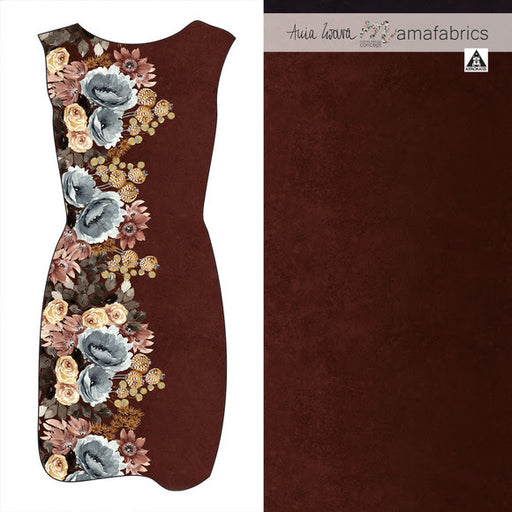 Autumn Blossom Organic Stretch French Terry, Burgandy