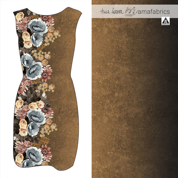 Autumn Blossom Organic Stretch French Terry, Golden