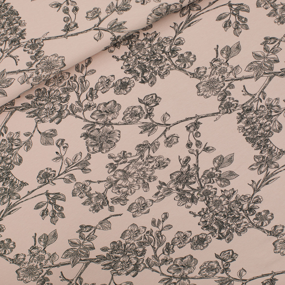 Cherry Blossom Stretch French Terry, Pale Pink