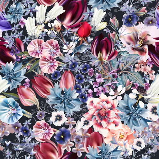 Cornflower & Tulips Organic Jersey, Black