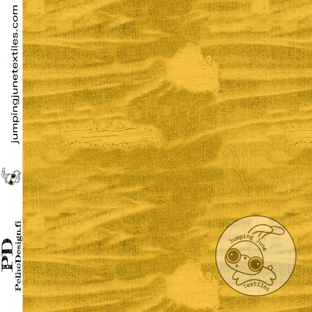 Distressed Denim Organic Jersey, Mustard by Jumping June Textiles