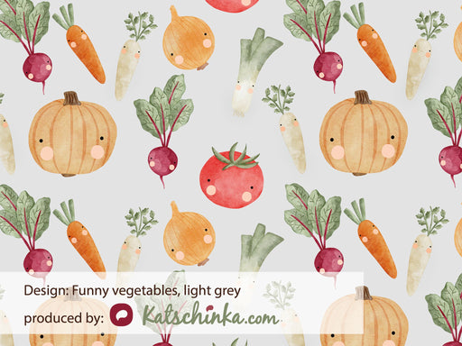 Funny Vegetables Light Gray Organic French Terry