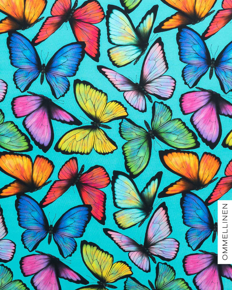Butterflies Organic Jersey, Turquoise