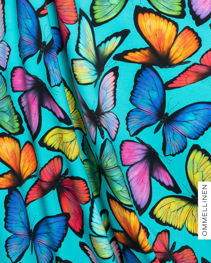 Butterflies Organic Jersey, Turquoise